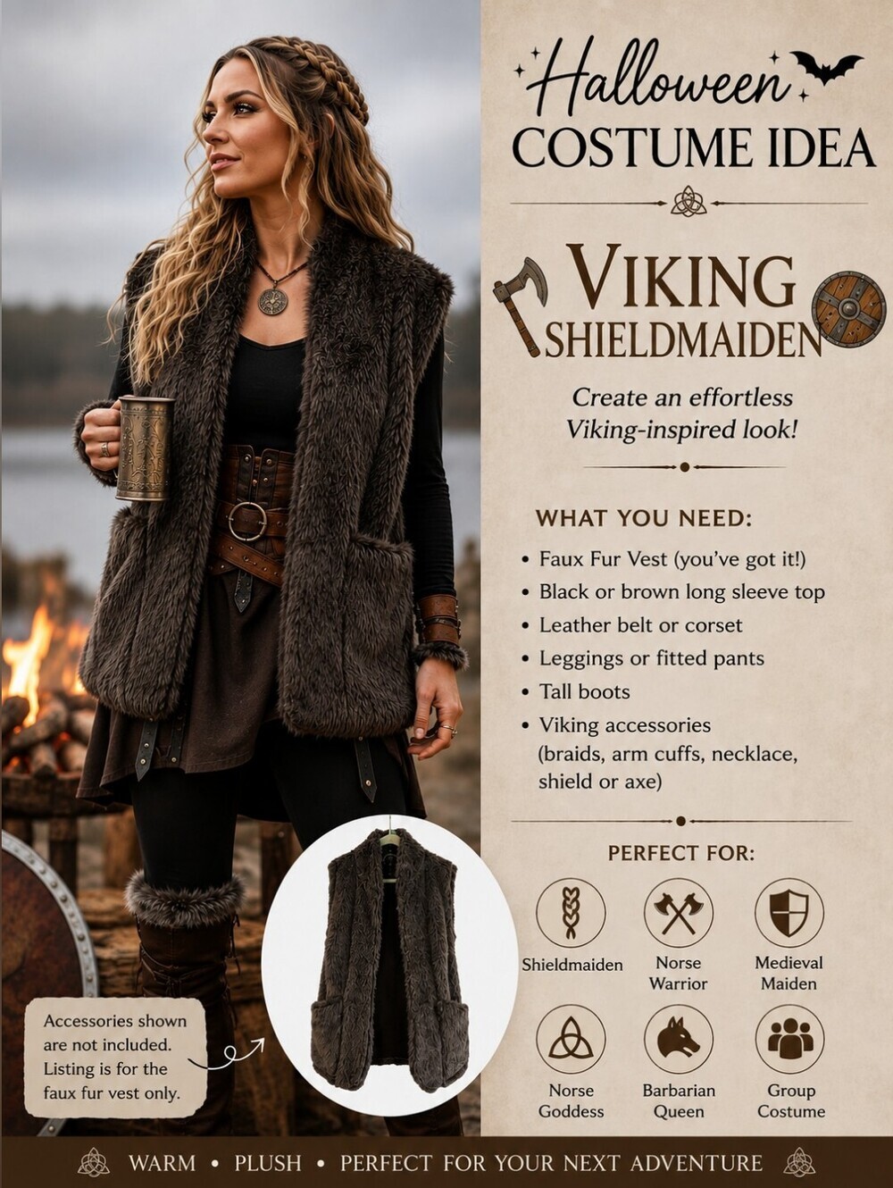 Michela Bari FREE For Humanity Faux Fur Vest Brown Made In Italy OS